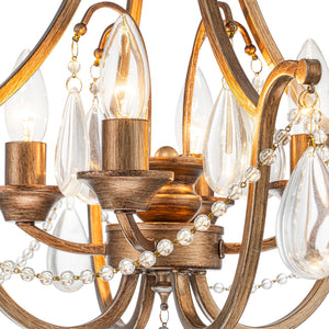 LightFixturesUSA-French Antique Crystal Candle Empire Cage Semi Flush Mount-Ceiling Light-17 in-