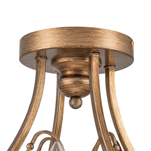 LightFixturesUSA-French Antique Crystal Candle Empire Cage Semi Flush Mount-Ceiling Light-17 in-