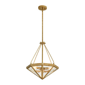 LightFixturesUSA - French Antique Gold Geometric Water Glass Cage Chandelier - Chandelier - 23 in - 