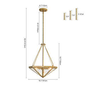 LightFixturesUSA - French Antique Gold Geometric Water Glass Cage Chandelier - Chandelier - 23 in - 