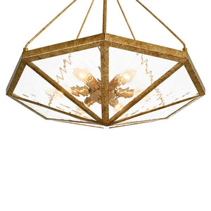 LightFixturesUSA - French Antique Gold Geometric Water Glass Cage Chandelier - Chandelier - 23 in - 