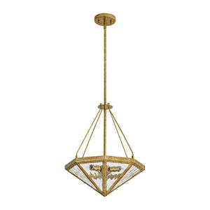 LightFixturesUSA - French Antique Gold Geometric Water Glass Cage Chandelier - Chandelier - 23 in - 