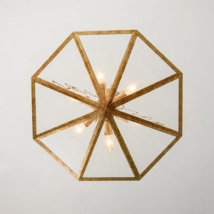 LightFixturesUSA - French Antique Gold Geometric Water Glass Cage Chandelier - Chandelier - 23 in - 