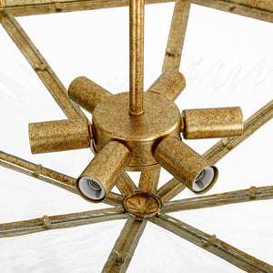 LightFixturesUSA - French Antique Gold Geometric Water Glass Cage Chandelier - Chandelier - 23 in - 
