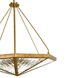 LightFixturesUSA - French Antique Gold Geometric Water Glass Cage Chandelier - Chandelier - 23 in - 