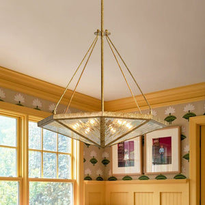 LightFixturesUSA - French Antique Gold Geometric Water Glass Cage Chandelier - Chandelier - 23 in - 