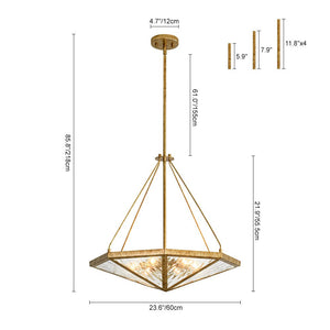 LightFixturesUSA - French Antique Gold Geometric Water Glass Cage Chandelier - Chandelier - 23 in - 