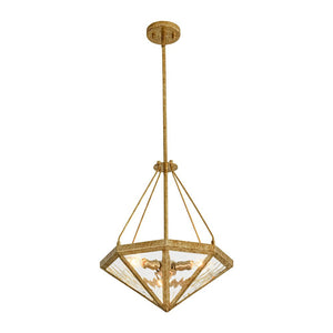 LightFixturesUSA - French Antique Gold Geometric Water Glass Cage Chandelier - Chandelier - 23 in - 