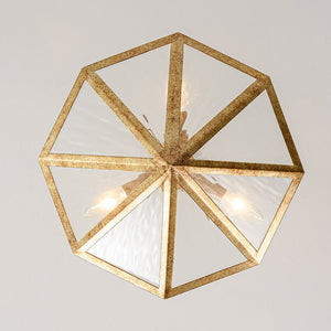 LightFixturesUSA - French Antique Gold Geometric Water Glass Cage Chandelier - Chandelier - 23 in - 