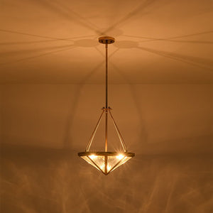 LightFixturesUSA - French Antique Gold Geometric Water Glass Cage Chandelier - Chandelier - 23 in - 