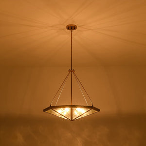 LightFixturesUSA - French Antique Gold Geometric Water Glass Cage Chandelier - Chandelier - 23 in - 