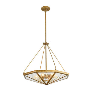 LightFixturesUSA - French Antique Gold Geometric Water Glass Cage Chandelier - Chandelier - 23 in - 