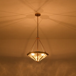 LightFixturesUSA - French Antique Gold Geometric Water Glass Cage Chandelier - Chandelier - 23 in - 