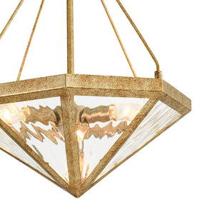 LightFixturesUSA - French Antique Gold Geometric Water Glass Cage Chandelier - Chandelier - 23 in - 