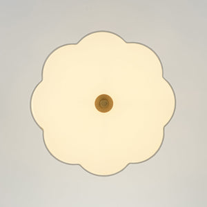 LightFixturesUSA-French Bloom White Fabric Scalloped Drum Cage Pendant-Pendant Light-16.1 in-