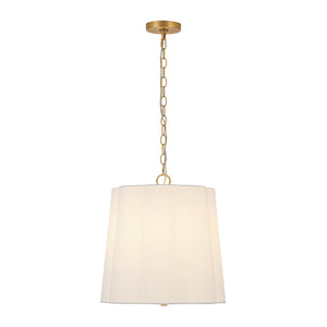 LightFixturesUSA-French Bloom White Fabric Scalloped Drum Cage Pendant-Pendant Light-16.1 in-