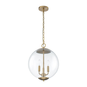 LightFixturesUSA-French Brass Candle Style Clear Glass Globe Pendant Light-Pendant Light-15.7 in-