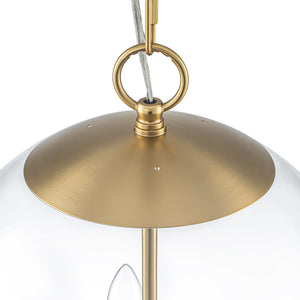 LightFixturesUSA-French Brass Candle Style Clear Glass Globe Pendant Light-Pendant Light-15.7 in-