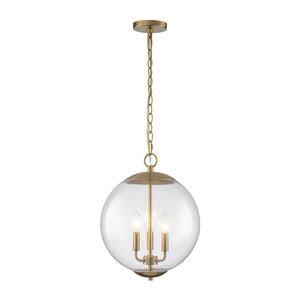 LightFixturesUSA-French Brass Candle Style Clear Glass Globe Pendant Light-Pendant Light-15.7 in-