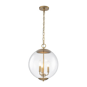 LightFixturesUSA-French Brass Candle Style Clear Glass Globe Pendant Light-Pendant Light-15.7 in-