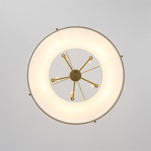 LightFixturesUSA-French Brass Large White Fabric Drum Lantern Chandelier-Chandelier-22.8 in-
