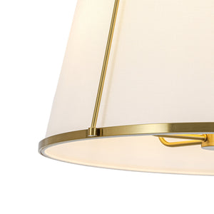 LightFixturesUSA-French Brass Large White Fabric Drum Lantern Chandelier-Chandelier-22.8 in-