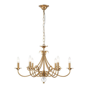 LightFixturesUSA - French Classic Brass Scrolling Candle Style Chandelier - Chandelier - 28.7 in. - 