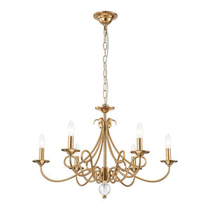 LightFixturesUSA - French Classic Brass Scrolling Candle Style Chandelier - Chandelier - 28.7 in. - 