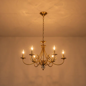 LightFixturesUSA - French Classic Brass Scrolling Candle Style Chandelier - Chandelier - 28.7 in. - 