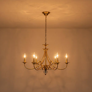 LightFixturesUSA - French Classic Brass Scrolling Candle Style Chandelier - Chandelier - 28.7 in. - 