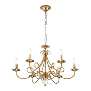 LightFixturesUSA - French Classic Brass Scrolling Candle Style Chandelier - Chandelier - 28.7 in. - 