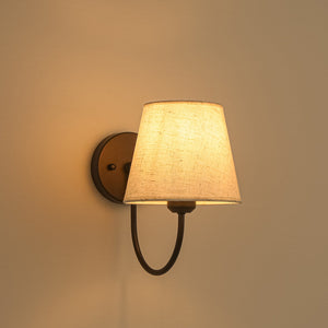 LightFixturesUSA-French Country 1-Light Beige Fabric Cone Armed Wall Sconce-Wall Sconce-2 Packs-