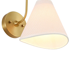 LightFixturesUSA-French Country 1-Light Beige Woven Fabric Cone Wall Sconce-Wall Sconce-2 Packs-