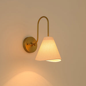LightFixturesUSA-French Country 1-Light Beige Woven Fabric Cone Wall Sconce-Wall Sconce-2 Packs-