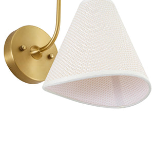 LightFixturesUSA-French Country 1-Light Beige Woven Fabric Cone Wall Sconce-Wall Sconce-2 Packs-