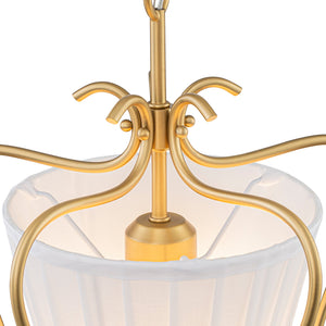 LightFixturesUSA-French Country 1-Light Pleated Fabric Brass Lantern Pendant-Pendant Light-11.8 in-
