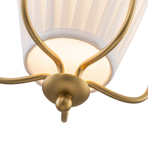 LightFixturesUSA-French Country 1-Light Pleated Fabric Brass Lantern Pendant-Pendant Light-11.8 in-