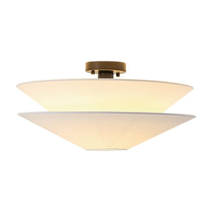 LightFixturesUSA - French Country 2 - Tier White Linen Conical Semi Flush Mount - Ceiling Light - 19.7 in - 