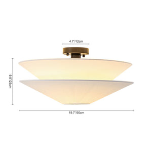 LightFixturesUSA - French Country 2 - Tier White Linen Conical Semi Flush Mount - Ceiling Light - 19.7 in - 