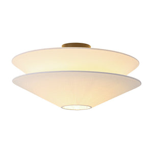 LightFixturesUSA - French Country 2 - Tier White Linen Conical Semi Flush Mount - Ceiling Light - 19.7 in - 