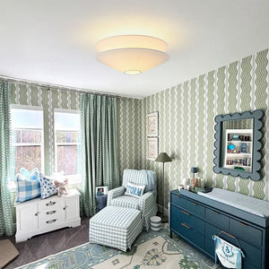 LightFixturesUSA - French Country 2 - Tier White Linen Conical Semi Flush Mount - Ceiling Light - 19.7 in - 