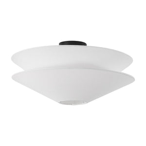 LightFixturesUSA - French Country 2 - Tier White Linen Conical Semi Flush Mount - Ceiling Light - 19.7 in - 