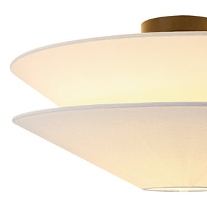 LightFixturesUSA - French Country 2 - Tier White Linen Conical Semi Flush Mount - Ceiling Light - 19.7 in - 