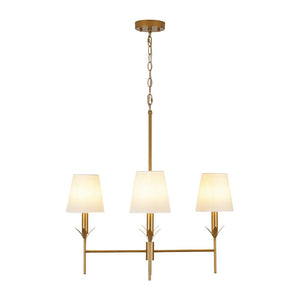LightFixturesUSA - French Country 4 - Light Fabric Round Candle Style Chandelier - Chandelier - Brass - 