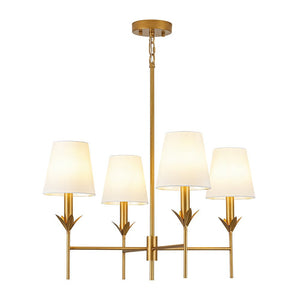 LightFixturesUSA - French Country 4 - Light Fabric Round Candle Style Chandelier - Chandelier - Brass - 