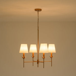 LightFixturesUSA - French Country 4 - Light Fabric Round Candle Style Chandelier - Chandelier - Brass - 