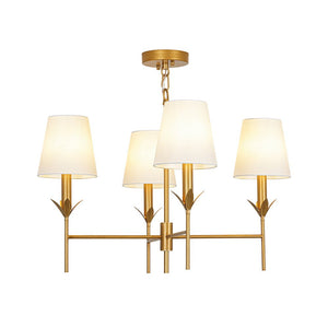 LightFixturesUSA - French Country 4 - Light Fabric Round Candle Style Chandelier - Chandelier - Brass - 