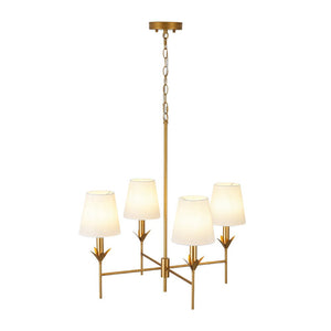 LightFixturesUSA - French Country 4 - Light Fabric Round Candle Style Chandelier - Chandelier - Brass - 