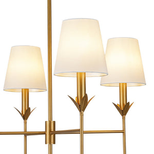 LightFixturesUSA - French Country 4 - Light Fabric Round Candle Style Chandelier - Chandelier - Brass - 