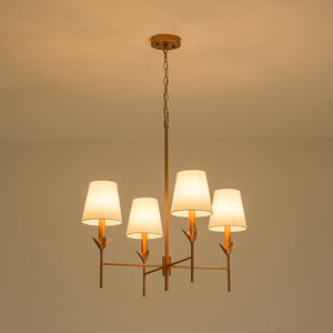 LightFixturesUSA - French Country 4 - Light Fabric Round Candle Style Chandelier - Chandelier - Brass - 